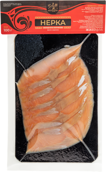 Изображение Рыба нарезка х/к Нерка филе Деликатесы Севера подложка, 100 г