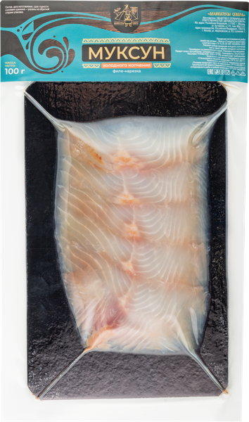 Изображение Рыба нарезка х/к Муксун филе Деликатесы Севера подложка, 100 г