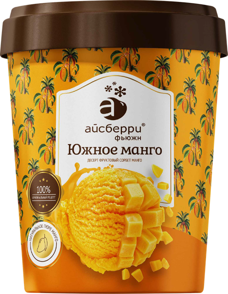 Изображение Сорбет Айсберри манго с кусочками манго Айсберри-ФМ пл/ведро, 350 г