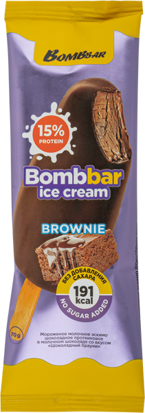 Изображение Мороженое эскимо с протеином Бомббар вкус шоколадный брауни Фитнес Фуд м/у, 70 г