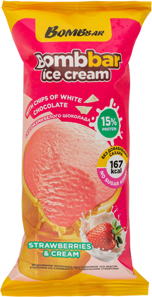 Изображение Мороженое в ваф.стакане Бомббар клубника со сливками Фитнес Фуд м/у, 90 г