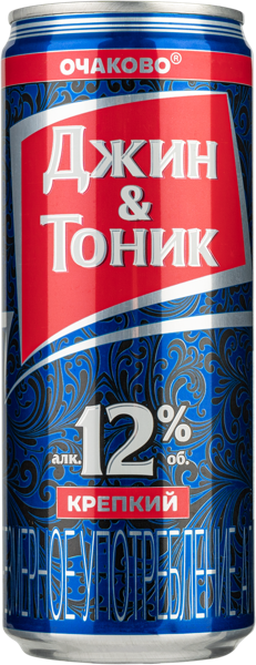 Изображение Напиток слабоалкогольный газ 12% Очаково джин тоник Очаково ж/б, 0,33 л