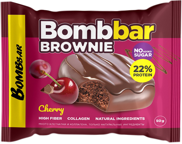 Изображение Печенье протеиновое Бомббар брауни вишня Фитнес Фуд м/у, 50 г