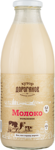 Изображение Молоко 3,2% томленое Хутор Дороганов РМП Матвеево-Курганский с/б, 750 мл
