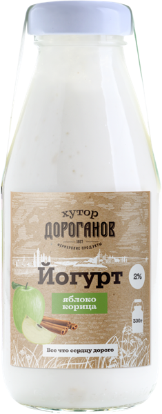 Изображение Йогурт 2% питьевой Хутор Дороганов яблоко корица РМП Матвеево-Курганский с/б, 300 мл