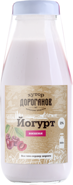 Изображение Йогурт 2% питьевой Хутор Дороганов вишня РМП Матвеево-Курганский с/б, 300 мл
