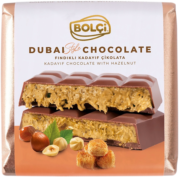 Изображение Шоколад молочный Болчи дубайский фундук и катаифи Болчи Чиколата м/у, 100 г