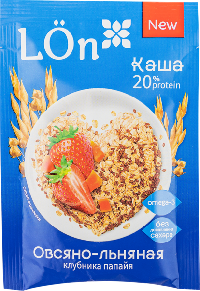 Изображение Каша овсяно-льняная Лон клубника папайя МирФудс м/у, 30 г