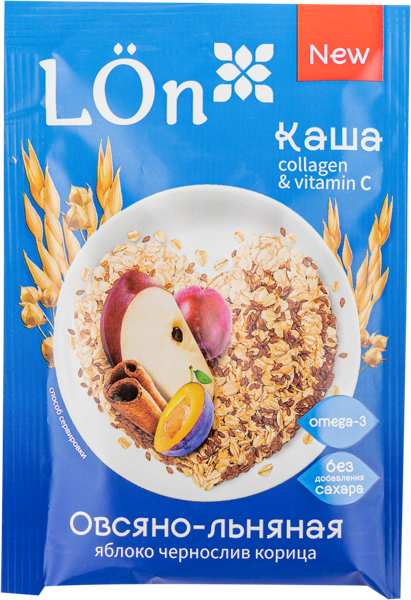 Изображение Каша овсяно-льняная Лон яблоко чернослив корица МирФудс м/у, 30 г