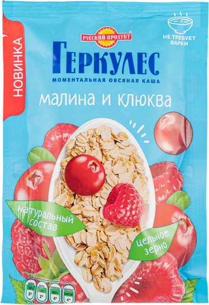 Изображение Каша овсяная Русский продукт малина клюква МирФудс м/у, 40 г