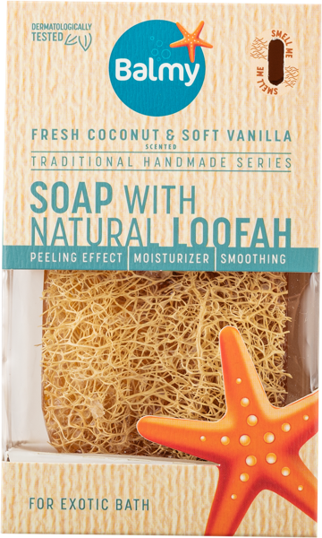 Изображение Мочалка люффа с мылом Балми кокос ваниль Балми к/у, 1 шт
