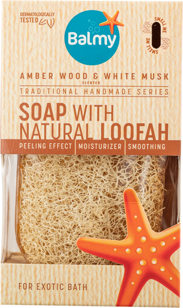Изображение Мочалка люффа с мылом Балми амбра мускус Балми к/у, 1 шт