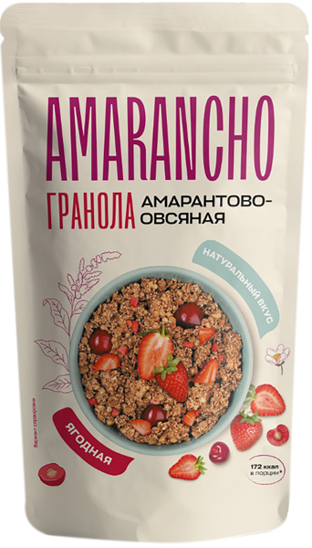 Изображение Гранола амарантово-овсяная Амаранчо ягодная РоуЛайф м/у, 270 г