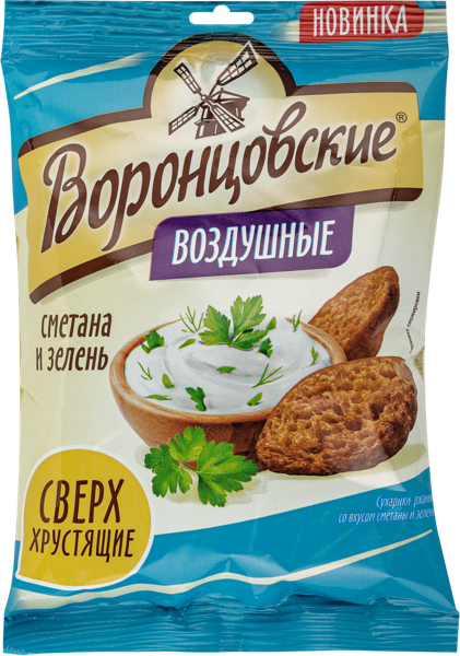 Изображение Сухарики ржаные Воронцовские сметана зелень Торговый Дом м/у, 50 г