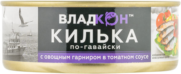 Изображение Килька в томатном соусе Владкон по-гавайски с овощами Владкон ТД ж/б, 240 г