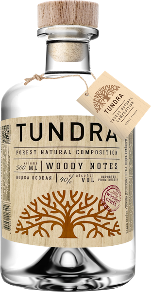 Изображение Водка особая Спирт Альфа 40% Тундра Древесные ноты Татспиртпром с/б, 0,5 л