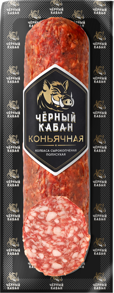 Изображение Колбаса сырокопченая Черный Кабан коньячная Клинский МК термоформ, 210 г