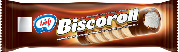 Изображение Мороженое в вафельной трубочке Бискоролл с шоколадом Михан Фуд м/у, 54 г