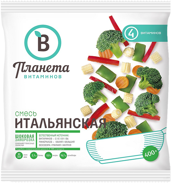 Изображение Овощная смесь замороженная Планета витаминов итальянская Агама Роял Гринланд м/у, 400 г
