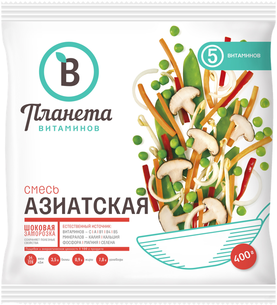 Изображение Овощная смесь замороженная Планета витаминов азиатская Агама Роял Гринланд м/у, 400 г