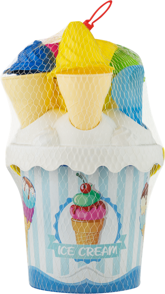 Изображение Набор для песка Купман ведро с формочками 17см Купман Македония сетка, 1 шт