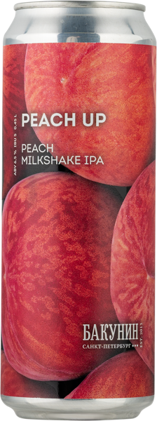 Изображение Пивной напиток светлый 6,5% н/ф Бакунин пич ап милкшейк ипа Бакунин ж/б, 0,45 л