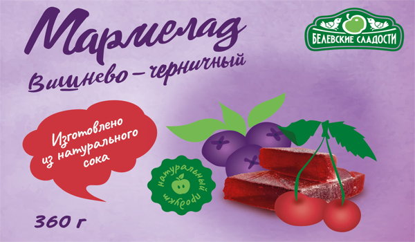 Изображение Мармелад Белевские сладости вишня черника Белевские сладости кор, 360 г