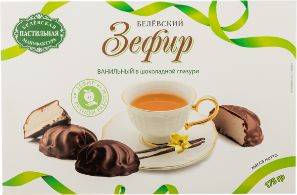 Изображение Зефир в шоколадной глазури Белевская пастила ванильный Белевская пастила кор, 175 г