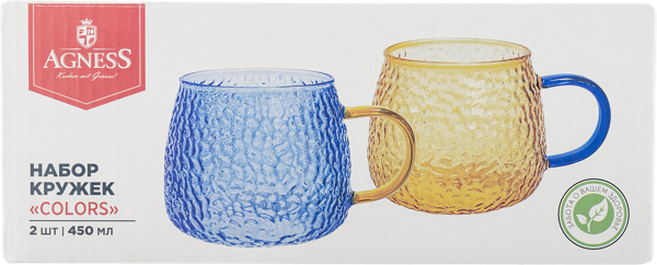 Изображение Кружка 450мл набор Агнесс калорс синяя оранж Агнесс кор, 2 шт