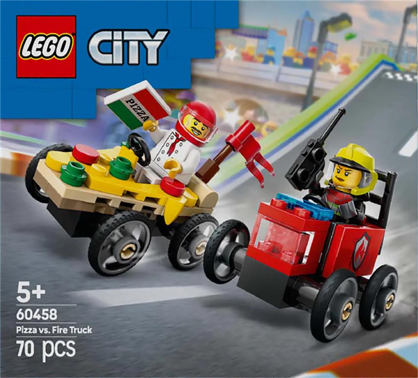 Изображение Конструктор с 5 лет 60458 Лего город пицца-мобиль и пожарная Лего к/у, 1 шт