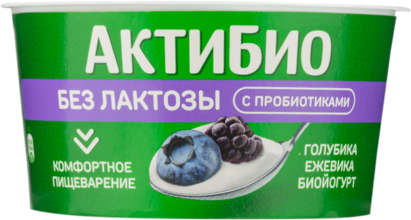 Изображение Биойогурт 3% без лактозы Актибио голубика ежевика Эйч энд Эн п/б, 130 г