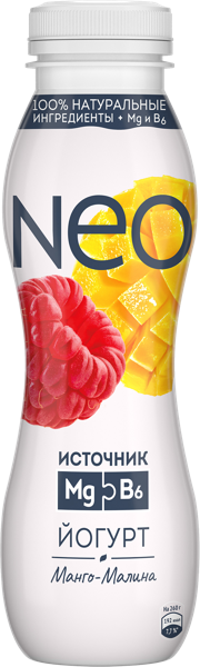 Изображение Йогурт 1,5% питьевой Нео манго малина ВБД п/б, 260 мл