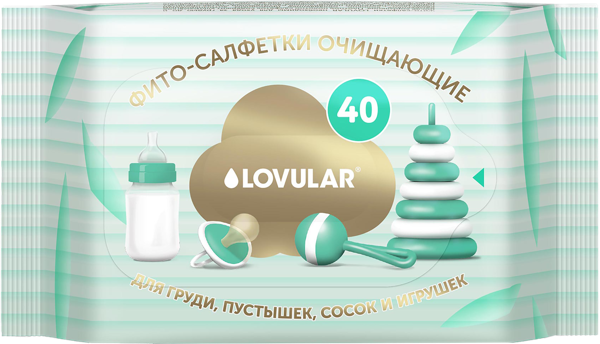 Изображение Салфетки влажные детские Ловулар фито очищающие Ловулар ЛТД м/у, 40 шт