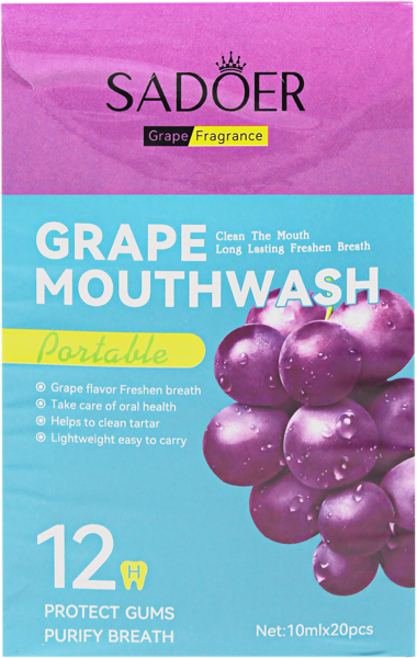 Изображение Ополаскиватель для рта Садоер в саше виноград Гуанчжоуская ОВО к/у, 20 шт
