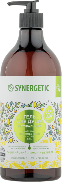 Изображение Гель для душа Синергетик БИО сицил лимон и ветивер Синергетик п/у, 750 мл