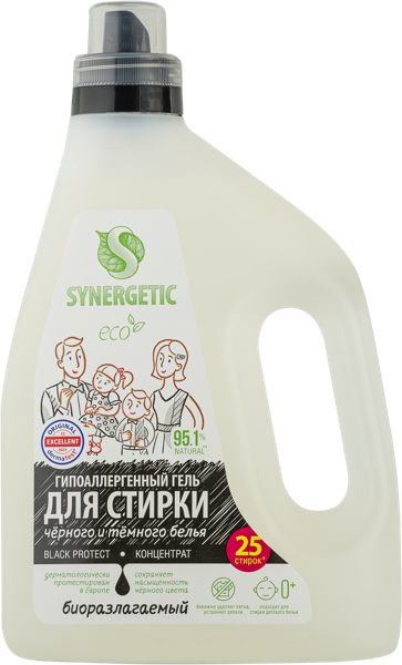 Изображение Средство для стирки жидкое Синергетик БИО блэк проджект Синергетик п/у, 1,5 л