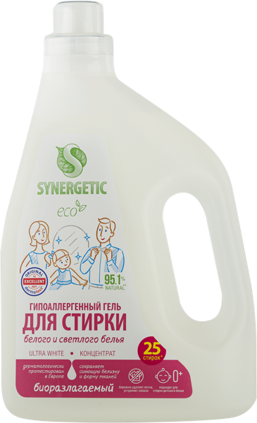Изображение Средство для стирки жидкое Синергетик БИО ультра белое Синергетик п/у, 1,5 л