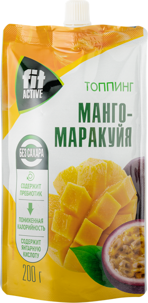 Изображение Топпинг без сахара Фит Актив манго маракуйя Питэко ПК м/у, 200 г