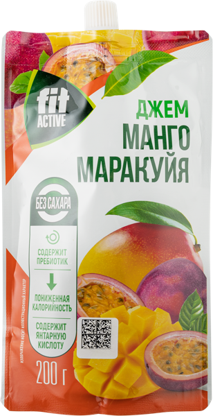 Изображение Джем без сахара Фит Актив манго маракуйя Питэко ПК м/у, 200 г