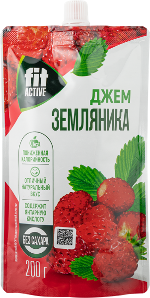 Изображение Джем без сахара Фит Актив земляника Питэко ПК м/у, 200 г