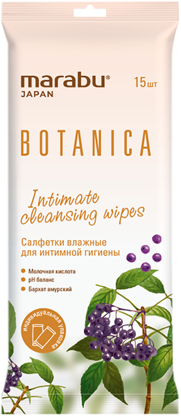 Изображение Салфетки влажные Марабу для интимной гигиены Фуцзянь м/у, 15 шт