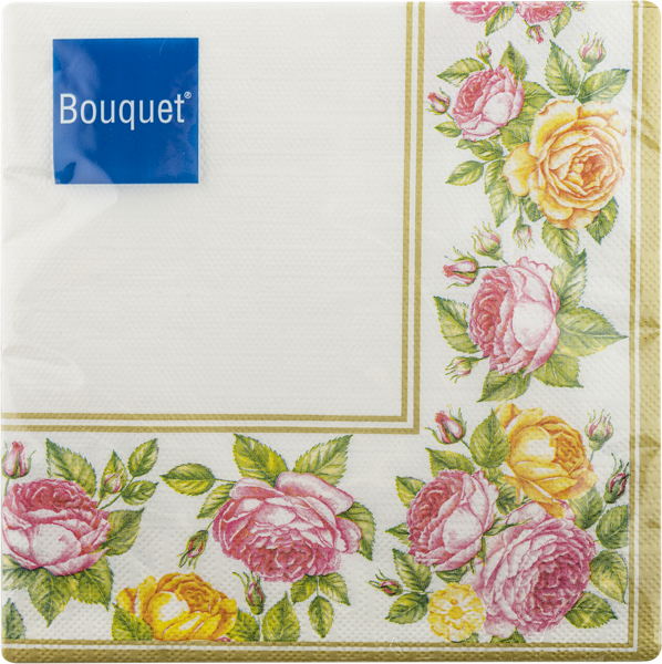 Изображение Салфетки 3х слойные Букет хоум коллекшн классик скатерть с розами 33*33см Русская Бумага м/у, 20 шт