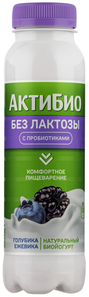 Изображение Биойогурт 1,5% без лактозы Актибио голубика ежевика Эйч энд Эн п/б, 260 г