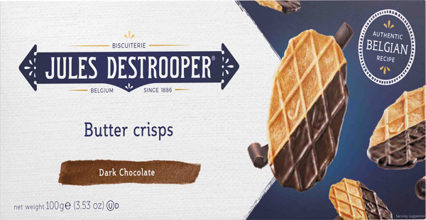 Изображение Печенье хрустящее Жюль Деструпер в темном шоколаде Деструпер кор, 100 г