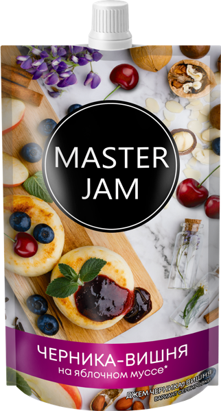 Изображение Джем на яблочном муссе Мастер Джем черника вишня САВА ТПК м/у, 250 г