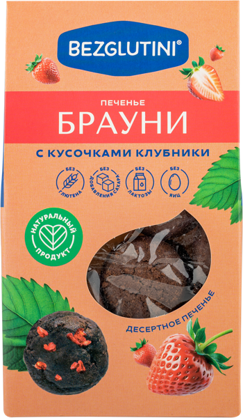 Изображение Печенье без сахара Безглютини клубника Фабрика Вкусов к/у, 96 г
