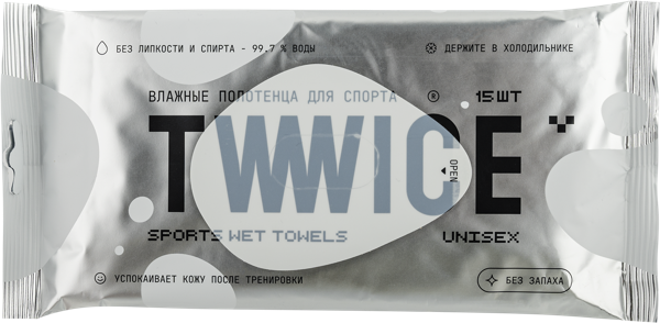 Изображение Полотенца влажные для спорта Твайс 30х20 для унисекс Твайс м/у, 15 шт