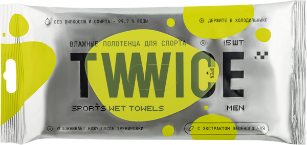 Изображение Полотенца влажные для спорта Твайс 30х20 для мужчин Твайс м/у, 15 шт