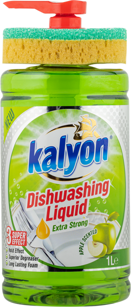 Изображение Гель для мытья посуды Калион аромат яблока с губкой Эндекс Кимья п/у, 1 л