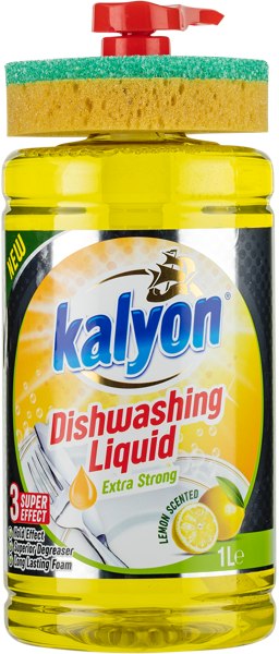 Изображение Гель для мытья посуды Калион аромат лимона с губкой Эндекс Кимья п/у, 1 л